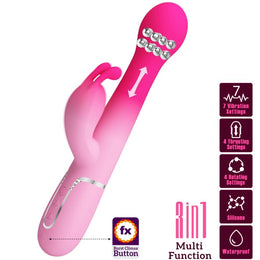 PRETTY LOVE - DEJON 3 IN 1 MULTIFUNKTIONS-RABBIT-VIBRATOR ROSA PRETTY LOVE