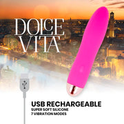 DOLCE VITA - AUFLADBARER VIBRATOR VIER ROSA 7 GESCHWINDIGKEITEN DOLCE VITA