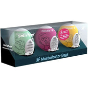 SATISFYER - 3 MASTURBATOR EIER RIFFLE, BUBBLE & FIERCE SATISFYER EGGS