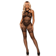 LEG AVENUE - NET HALTER BODYSTOCKING EINE GRÖSSE - SCHWARZ LEG AVENUE BODYSTOCKINGS