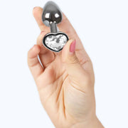 SECRETPLAY - BUTT PLUG AUS METALL, KLARES KRISTALLHERZ, KLEINE GRÖSSE 7 CM - ENGEFREUNDE.COM