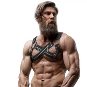 FETISH SUBMISSIVE ATTITUDE - VERSTELLBARER NEOPREN-BRUSTGURT MIT CROSS-OVER-BULLDOG-REISSVERSCHLUSS FÜR MNNER - ENGEFREUNDE.COM