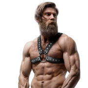 FETISH SUBMISSIVE ATTITUDE - BRUSTHARNESS AUS ÖKOLEDER MIT NIETEN FÜR HERREN - ENGEFREUNDE.COM