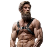 FETISH SUBMISSIVE ATTITUDE - VERSTELLBARER BRUST-BULLDOG-HARNESS AUS ÖKOLEDER FÜR HERREN - ENGEFREUNDE.COM