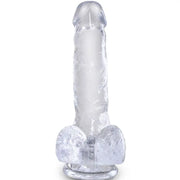 KING COCK - CLEAR REALISTISCHER PENIS MIT EIEREN 13.5 CM TRANSPARENT - ENGEFREUNDE.COM