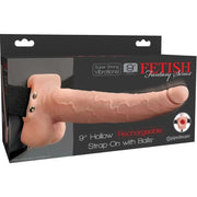 FETISH FANTASY SERIES - VERSTELLBARES GURT REALISTISCHER PENIS MIT WIEDERAUFLADBAREN BLLEN UND VIBRATOR 23 CM - ENGEFREUNDE.COM