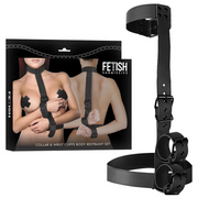 FETISH SUBMISSIVE BONDAGE - KRAGEN UND HANDGELENKMANSCHETTEN-KÖRPERFESTLEGE-SET - ENGEFREUNDE.COM