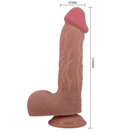 PRETTY LOVE - REALISTISCHER DILDO DER SLIDING SKIN-SERIE MIT SLIDING SKIN-SAUGNAPF BRAUN 23,4 CM PRETTY LOVE HIGH GRADE