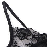 SUBBLIME - 3-TEILIGES SET BH + STRING + STRUMPFBAND BLUMENPRINT SCHWARZ L/XL SUBBLIME SETS
