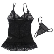 SUBBLIME - BABYDOLL MIT VERSTELLBAREN TRGERN UND TRANSPARENTER SPITZE MIT BLUMENDRUCK SCHWARZ L/XL SUBBLIME BABYDOLLS