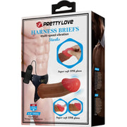 PRETTY LOVE - STARKS HARNESS SLIP MULTI-SPEED VIBRATION DILDO 17,5 CM HELLBRAUN PRETTY LOVE