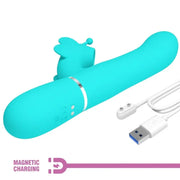 PRETTY LOVE - MULTIFUNKTIONS-KANINCHENVIBRATOR 4 IN 1 SCHMETTERLING AQUAGRÜN PRETTY LOVE FLIRTATION