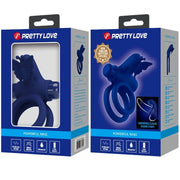 PRETTY LOVE - JAMELE DOPPELRING MIT VIBRATION & SCHMETTERLINGSTIMULATOR BLAU PRETTY LOVE MALE