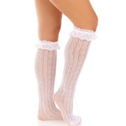LEG AVENUE - KNIESTRÜMPFE MIT RÜSCHEN WEISS LEG AVENUE HOSIERY