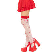 LEG AVENUE - PILZ HOHE SOCKEN ROT/WEISS LEG AVENUE HOSIERY