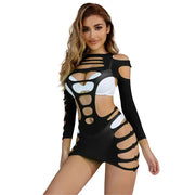 SUBBLIME - 952266 LANGRMELIGER ELASTISCHER NETZ-KLEID SCHWARZ EINE GRÖSSE SUBBLIME DRESSES