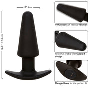 CALEXOTICS - ROCK BOTTOM TAPERED ANAL PLUG 10 VIBRACIONES SILIKON SCHWARZ CALEXOTICS