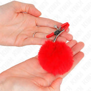 KINK - KUNSTFELLBALL-NIPPELKLAMMER ROT 6 CM KINK NIPPLE GRIP