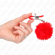 KINK - KUNSTFELLBALL-NIPPELKLAMMER ROT 6 CM KINK NIPPLE GRIP