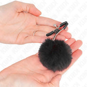 KINK - KUNSTFELLBALL-NIPPELKLAMMER SCHWARZ 6 CM KINK NIPPLE GRIP
