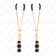 KINK - GOLDENE DÜNNE NIPPELKLEMMEN MIT 3 SCHWARZEN GLASPERLEN 7 CM KINK NIPPLE GRIP