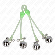 KINK - LEUCHTENDE TOTENKOPF-NIPPELKLAMMERN MIT RINGGLÖCKCHEN VERSTELLBAR GRÜN/SILBER KINK NIPPLE GRIP