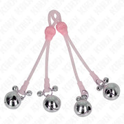 KINK - LEUCHTENDE TOTENKOPF-NIPPELKLAMMERN MIT RINGGLÖCKCHEN VERSTELLBAR ROSA/SILBER KINK NIPPLE GRIP