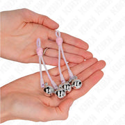 KINK - LEUCHTENDE TOTENKOPF-NIPPELKLAMMERN MIT RINGGLÖCKCHEN VERSTELLBAR ROSA/SILBER KINK NIPPLE GRIP