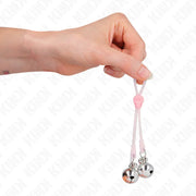 KINK - LEUCHTENDE TOTENKOPF-NIPPELKLAMMERN MIT RINGGLÖCKCHEN VERSTELLBAR ROSA/SILBER KINK NIPPLE GRIP