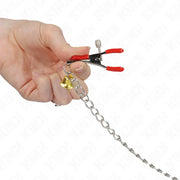KINK - BELL 3-FACH NIPPEL- UND KLITORISKLEMMEN ROT MIT KETTE 30 CM KINK NIPPLE GRIP