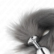 KINK - ANAL PLUG GRÖSSE M 8 X 3,5 CM MIT KUNSTSTOFFSCHWANZ 40 CM GRAU UND WEISS KINK PLEASURE PLUGS