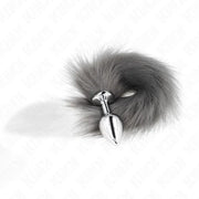 KINK - ANAL PLUG GRÖSSE M 8 X 3,5 CM MIT KUNSTSTOFFSCHWANZ 40 CM GRAU UND WEISS KINK PLEASURE PLUGS