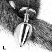 KINK - ANAL PLUG GRÖSSE L 10 X 4 CM MIT KUNSTSTOFFSCHWANZ 40 CM GRAU KINK PLEASURE PLUGS