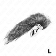 KINK - ANAL PLUG GRÖSSE L 10 X 4 CM MIT KUNSTSTOFFSCHWANZ 40 CM GRAU KINK PLEASURE PLUGS