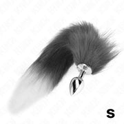 KINK - ANAL PLUG GRÖSSE S 7 X 3 CM MIT KUNSTSTOFFSCHWANZ 40 CM GRAU UND WEISS KINK PLEASURE PLUGS