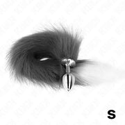 KINK - ANAL PLUG GRÖSSE S 7 X 3 CM MIT KUNSTSTOFFSCHWANZ 40 CM GRAU UND WEISS KINK PLEASURE PLUGS