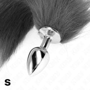 KINK - ANAL PLUG GRÖSSE S 7 X 3 CM MIT KUNSTSTOFFSCHWANZ 40 CM GRAU UND WEISS KINK PLEASURE PLUGS