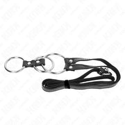 KINK - DREIFACH METALL PENISRING 3,8 CM BIS 5 CM MIT LEDERGURTE 112 CM KINK RING POWER