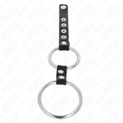 KINK - DOPPELTER PENISRING AUS METALL 3,8 CM BIS 5 CM MIT LEDER VERBUNDEN KINK RING POWER