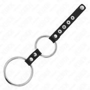 KINK - DOPPELTER PENISRING AUS METALL 3,8 CM BIS 5 CM MIT LEDER VERBUNDEN KINK RING POWER