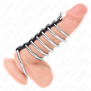 KINK - 7 PENISRINGE AUS METALL 3,2 CM BIS 5 CM DURCH LEDER VERBUNDEN KINK RING POWER