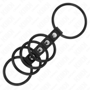 KINK - 5 PENISRINGE AUS SILIKON 3,8 CM BIS 4,8 CM DURCH LEDER VERBUNDEN KINK RING POWER