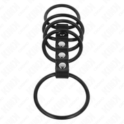 KINK - 5 PENISRINGE AUS SILIKON 3,8 CM BIS 4,8 CM DURCH LEDER VERBUNDEN KINK RING POWER