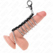 KINK - 7 PENISRINGE AUS METALL 3,8 CM BIS 5 CM VERBUNDEN MIT LEDER UND METALLKETTE 100 CM KINK RING POWER