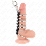 KINK - 7 PENISRINGE AUS METALL 3,8 CM BIS 5 CM VERBUNDEN MIT LEDER UND METALLKETTE 100 CM KINK RING POWER