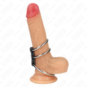 KINK - DREIFACH METALL PENISRING 3,7 CM BIS 5 CM MIT LEDER VERBUNDEN KINK RING POWER