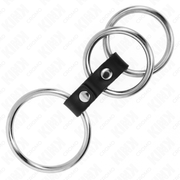 KINK - DREIFACH METALL PENISRING 3,7 CM BIS 5 CM MIT LEDER VERBUNDEN KINK RING POWER
