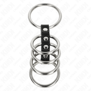 KINK - 5 PENISRINGE 3,7 CM BIS 5 CM METALL DURCH LEDER VERBUNDEN KINK RING POWER
