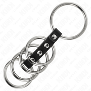 KINK - 5 PENISRINGE 3,7 CM BIS 5 CM METALL DURCH LEDER VERBUNDEN KINK RING POWER