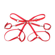 SUBBLIME - 953706 HANDSCHELLEN MIT BONDAGE-GÜRTEL ROT EINE GRÖSSE SUBBLIME FETISH
